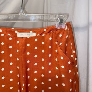 Orange Polka-dot Silk Pants
